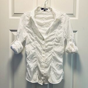 Express - Sheer white button down shirt w/collar & rolled sleeves - Size S NWOT